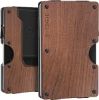 Picture of 1HIESGIE Minimalist Metal Wallet for Men - Slim RFID BLOCKING Wallets with Removable Money Clip - Mens Front Pocket Aluminum Small Credit Card Holder - Walnut Wood